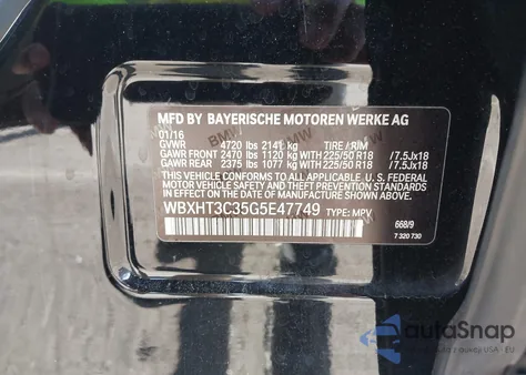 2016 BMW X1 xDrive28I z USA, uszkodzony, nr VIN WBXHT3C35G5E47749